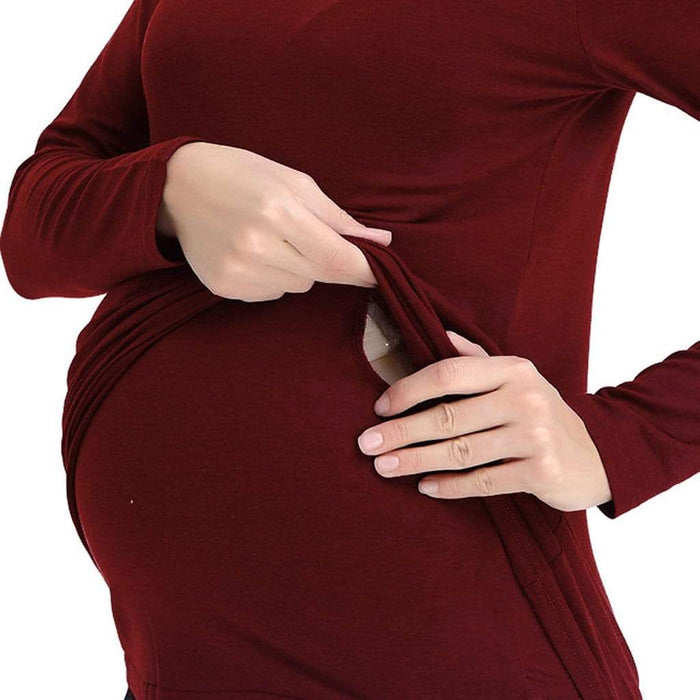 Vera V-Neck Nursing Nursing Top Maroon