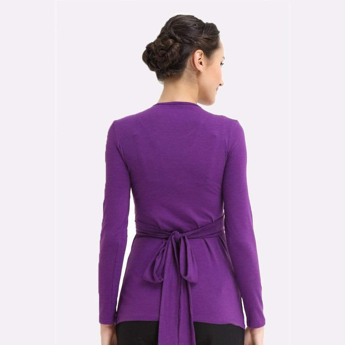 Vicky Tie Up Bamboo Cotton Long Sleeve Nursing Top Purple