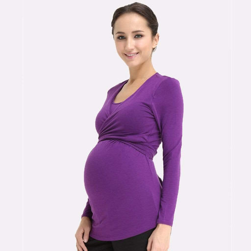 Vicky Tie Up Bamboo Cotton Long Sleeve Nursing Top Purple