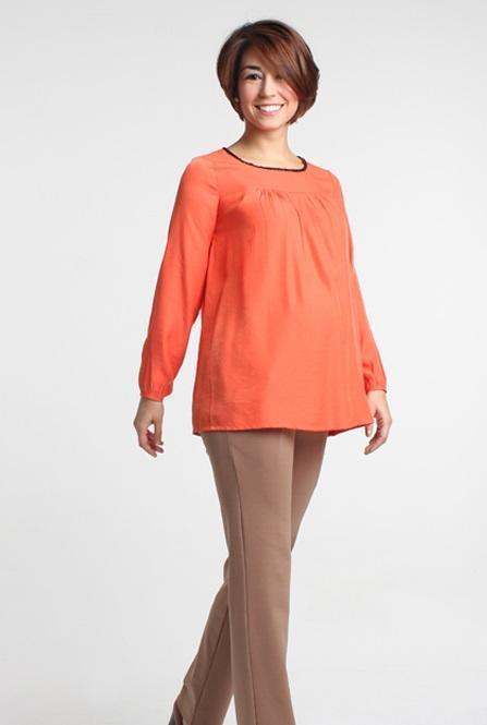 Willene Slim Straight Maternity Pants Caramel