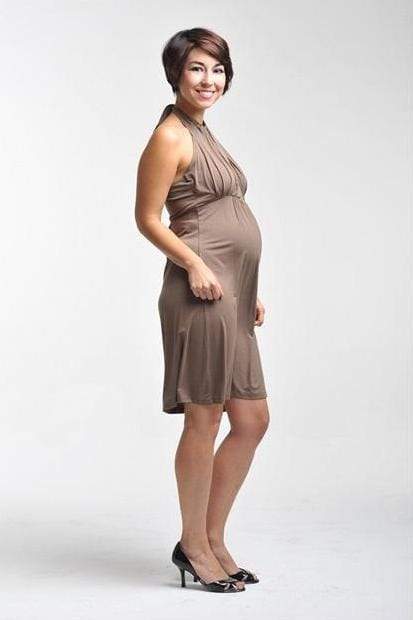 Winry Cross Halter Neck Nursing Dress Mocha