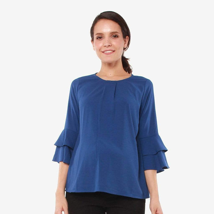 Long Flounce Sleeves Coreene Nursing Top Peacock