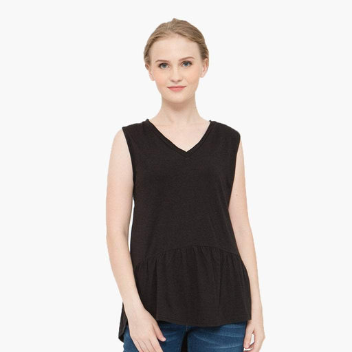 Caly Ruffled Hem Nursing Top Black