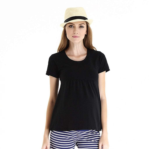 Jenny Round Neck Empire Line Black Short Sleeve Maternity Top