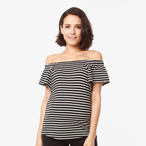 Flutter Sleeves Callie Square Neck Black Stripes Nursing Top