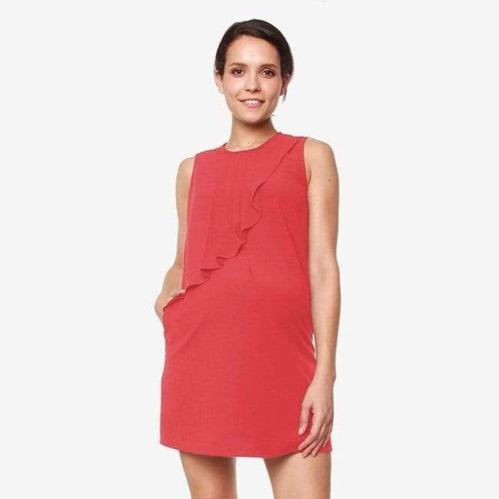 Sleeveless Cory Pleated Nursing Dress Crimson Red