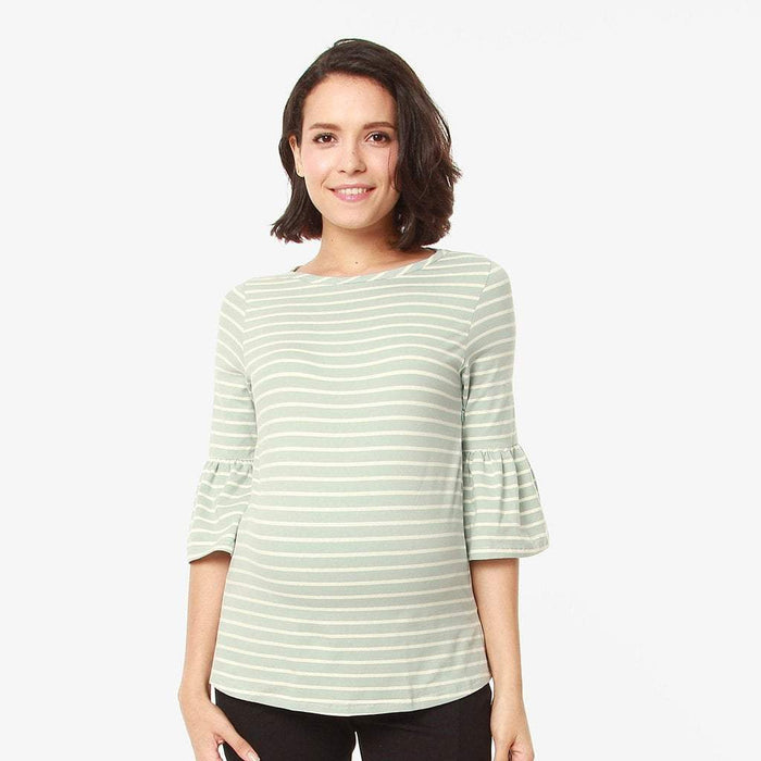 Flounce Sleeves Calynn Mint Stripes Nursing Top