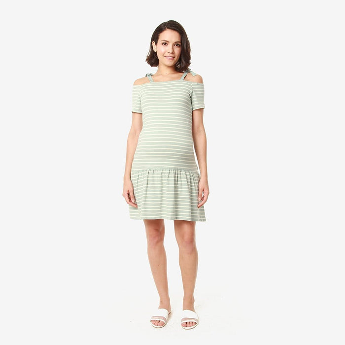 Drop Sleeves Candra Mint Stripe Nursing Dress