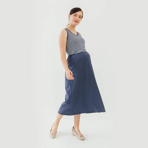 Alyssa Maxi Navy Sleeveless Nursing Dress