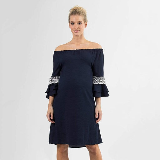 Long Sleeves Off-Shoulder Navy Dericka Dress