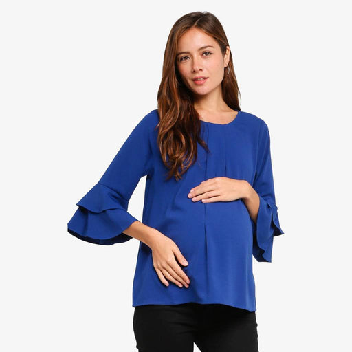 Long Flounce Sleeves Coreene Nursing Top Peacock