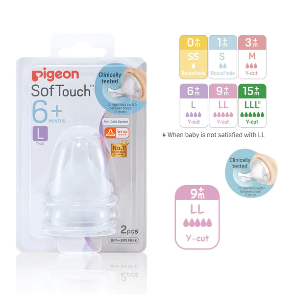 Pigeon SofTouch™ Peristaltic PLUS Wide-Neck Nipple Bove