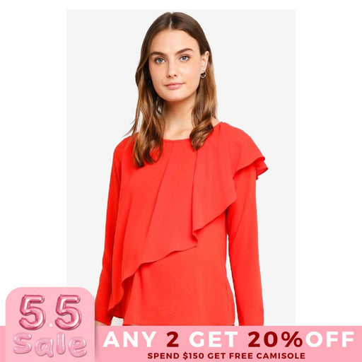 Long Sleeves Chessa Nursing Top Coral Red