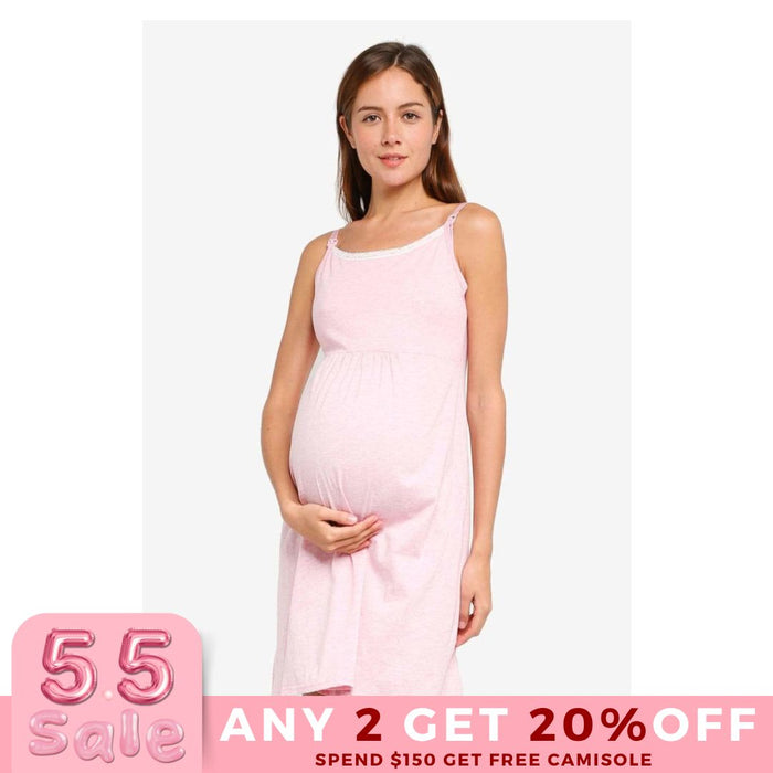 Jenna Sleeveless Maternity and Nursing Gown H.Pink