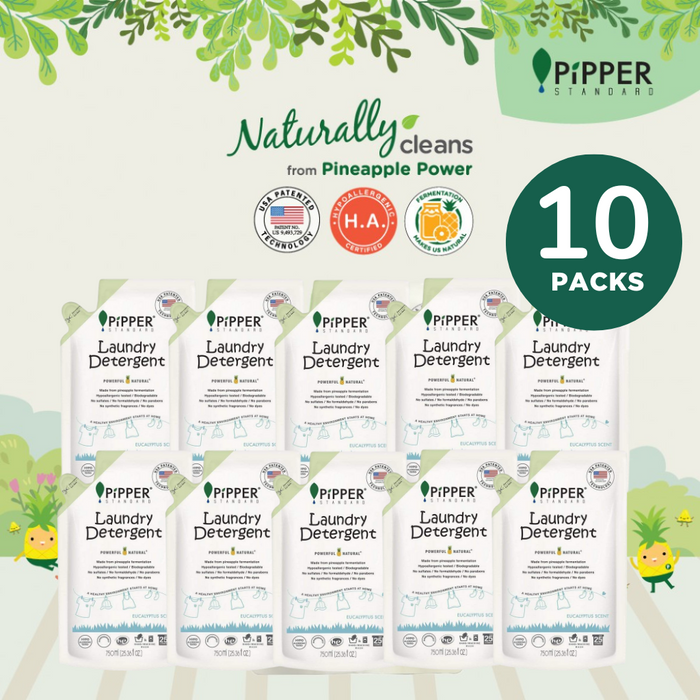 Pipper Standard Laundry Detergent Refill Pack 750ml [10 Packs] + FREE Laundry Detergent 900ml