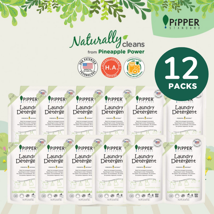 Pipper Standard Laundry Detergent Refill Pack 750ml [12 Packs] + FREE Multi Purpose 500ml