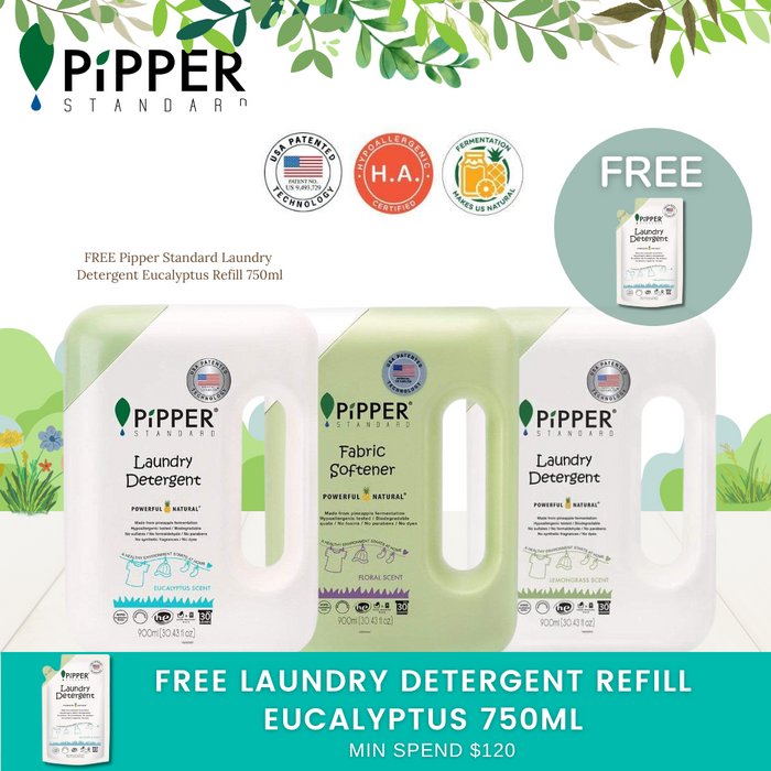 Pipper Standard Bundle 3x900ml Bottle + Free Refill Eucalyptus