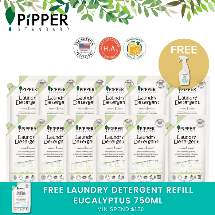 Pipper Standard Laundry Detergent Refill Pack 750ml [12 Packs] + FREE Multi Purpose 500ml