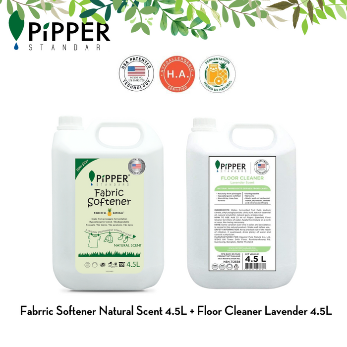 Pipper Standard Fabric Softener Natural Scent 4.5L+ Floor Cleaner Lavender 4.5L