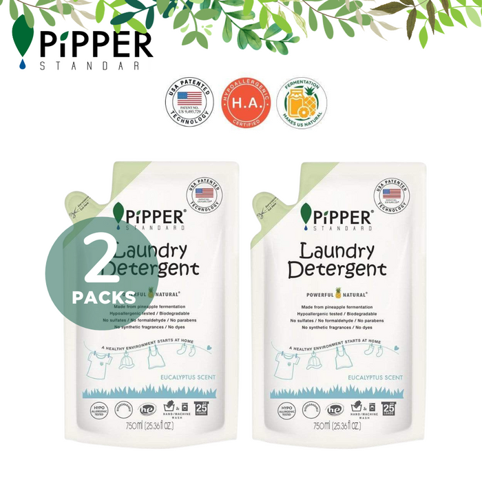 [Twin Pack] Pipper Standard Laundry Detergent Eucalyptus 750ml Refill Pouch