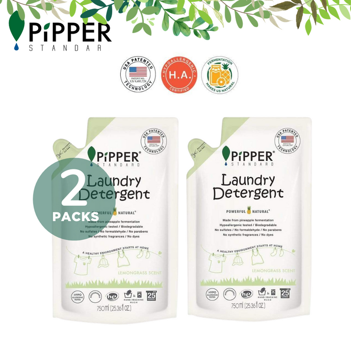 [Twin Pack] Pipper Standard Laundry Detergent Lemongrass 750ml Refill Pouch