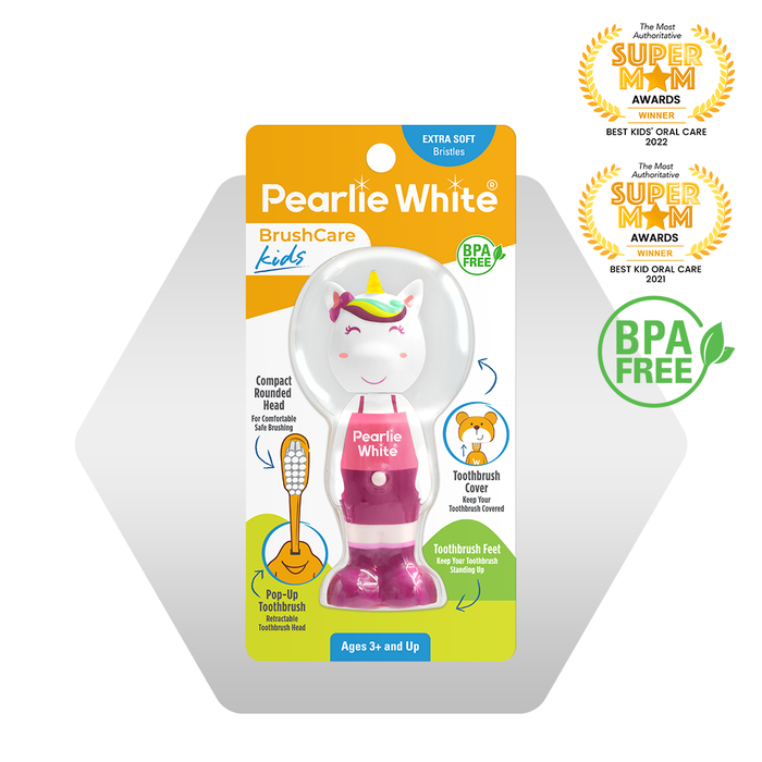 Pearlie White BrushCare Kids Pop-Up Extra Soft Toothbrush