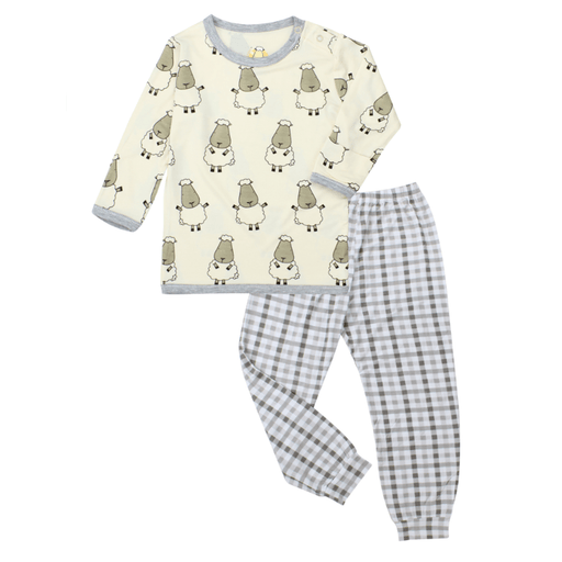 Baa Baa Sheepz® Pyjamas Set Yellow Big Sheepz + Grey Checkers