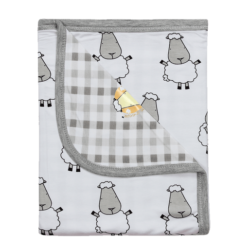 Baa Baa Sheepz® Double Layer Blanket Big Sheepz White + Checkers Grey - 36M