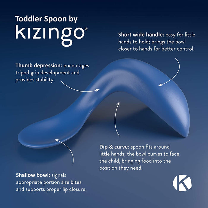 Kizingo Right-Hand Curved Baby Spoons(2 pack)