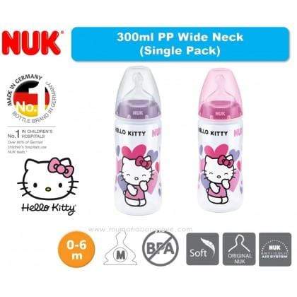 NUK Hello Kitty 300ml PP Bottle/ Sil Teat 0-6mths M