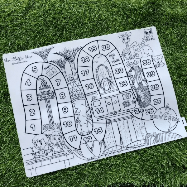 Our Button Nose Large Mat - Singapore Colouring and Game Mat 40x30cm