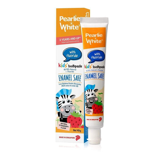 Pearlie White Enamel Safe Kids’ Fluoride Toothpaste (Strawberry) 45g