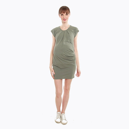 Cattee Short Sleeve Nursing Dress Olive Green