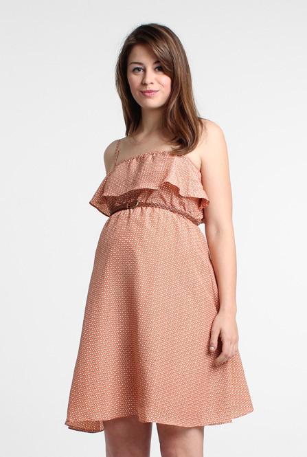 Chloe Frill Maternity Dress Orange