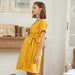 Demetria Short Sleeve Nursing Dress Yellow