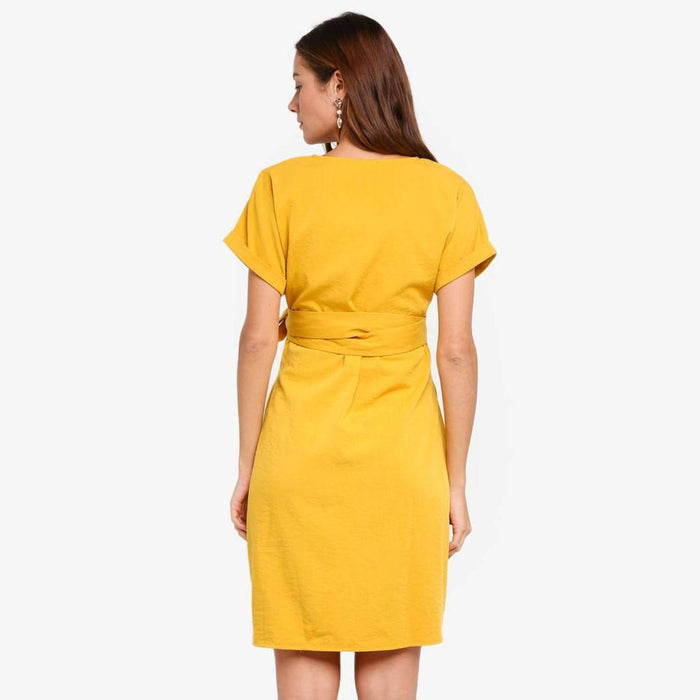 Demetria Short Sleeve Nursing Dress Yellow