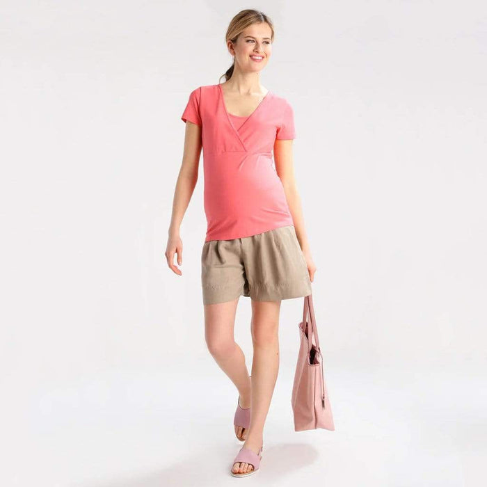 Esther Rayon Linen Culottes Maternity Shorts Khaki