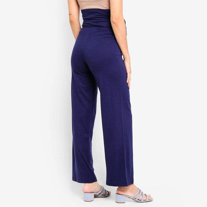 Giselle Bamboo Cotton Wide Matenity Pants Navy