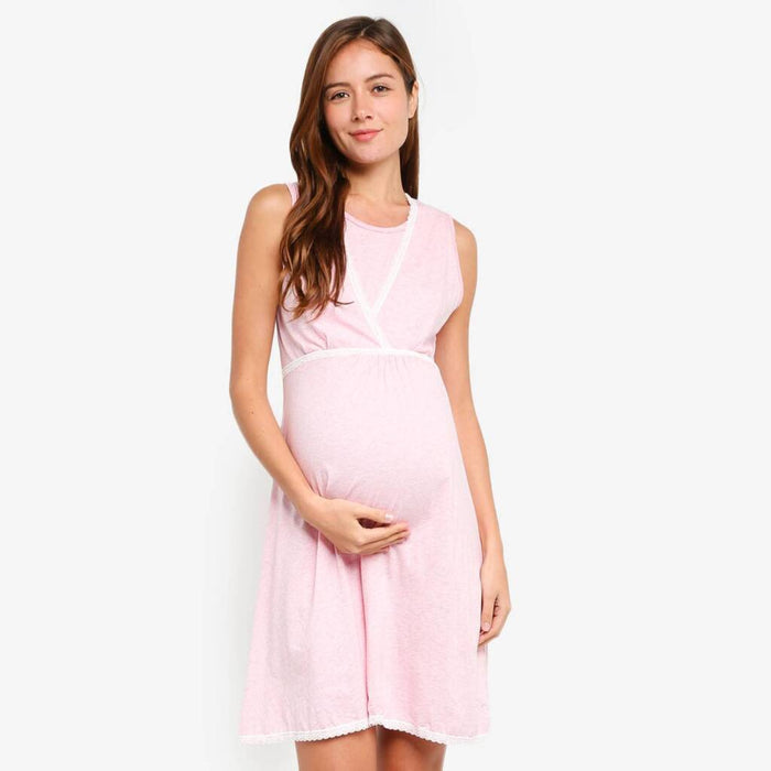 Jane Sleeveless Maternity and Nursing Gown H.Pink