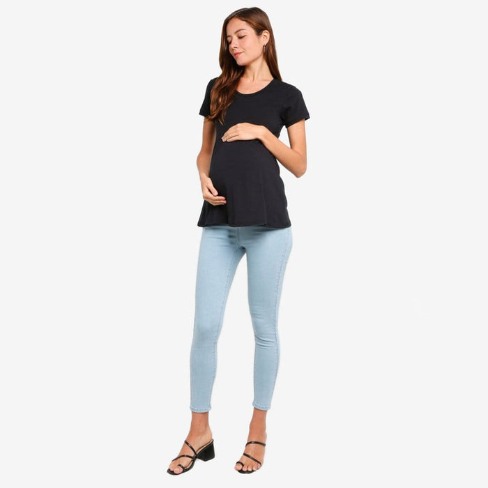 Jenny Round Neck Empire Line Black Short Sleeve Maternity Top