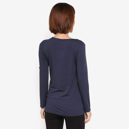 Knitted Long Sleeves Venus Pleats Row Top Charcoal