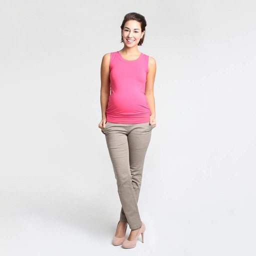 Knitted Sleeveless Casey Contrast Bamboo Maternity Top Pink
