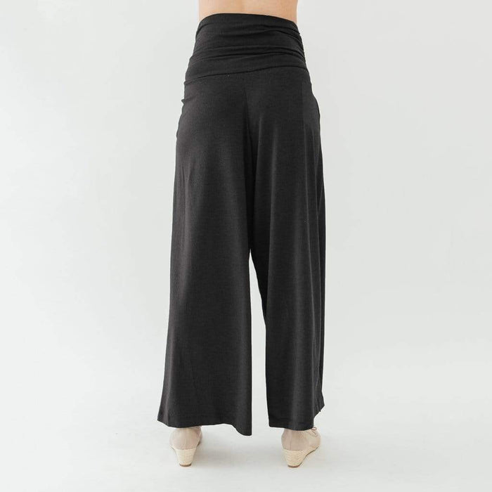 Knitted Wide Legs Pleated Gabe Maternity Pants Black