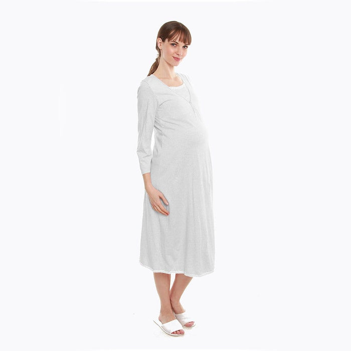 Long Sleeved Jessie Maternity and Nursing Gown Hue Grey