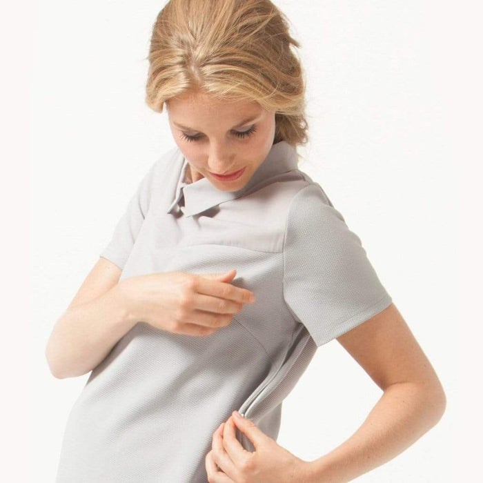 Short Sleeves Yeva Nursing Dress Grey