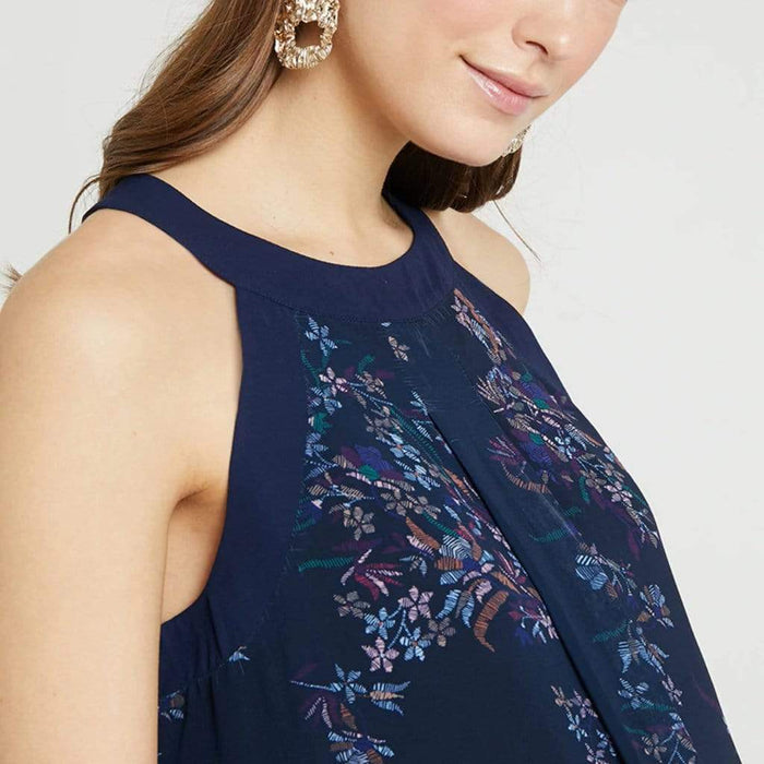 Carden Halter Navy Floral Sleeveless Nursing Top