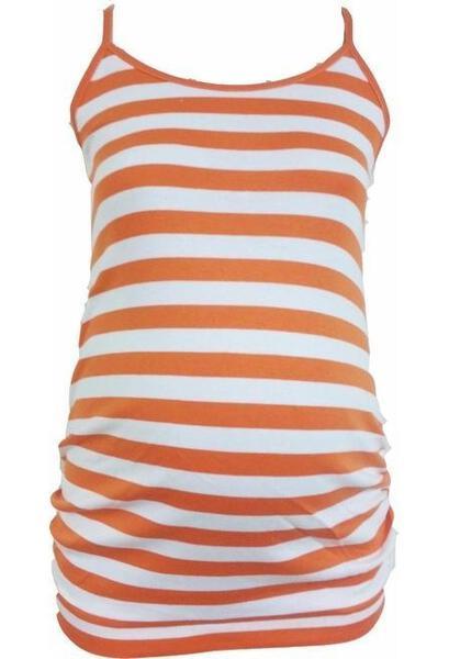 Sleeveless Carly Maternity Top Stripe Tank Orange
